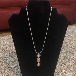 Cookie Lee Silver Necklace with Gunuine Abalone and Pink Accents